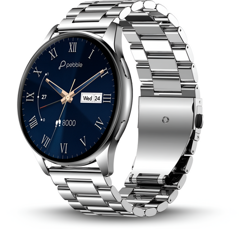 Pebble Metal Pro 1.38" HD Display, BT Calling, Voice Assistant, Health Suite Smartwatch (Multicolor Strap, Free Size)
