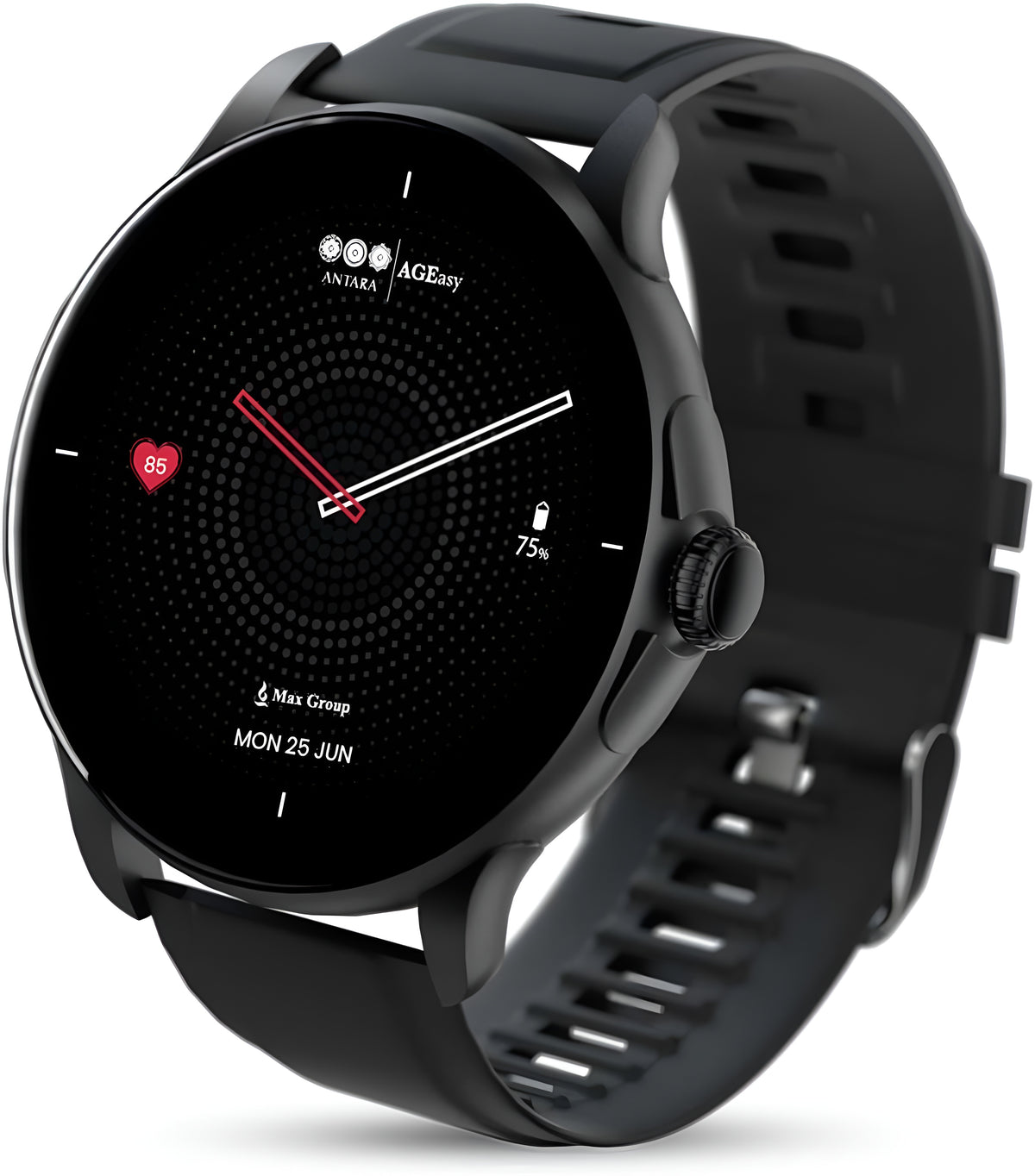 AGEasy x Boat Protec Neo Smartwatch 1.43” Display SOS Button, Health Monitoring Smartwatch (Black Strap, Free Size)