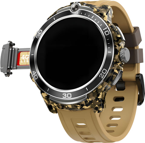 Fire-Boltt Shott 1.5" Round Display, Front Camera, Nano SIM Slot Smartwatch (Dessert Brown Strap, Free Size)